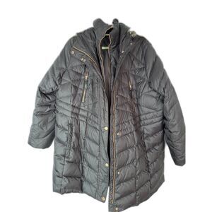 Anthony Marc Quilted Puffer Coat with Faux Fur Hood – Women’s Size 2X